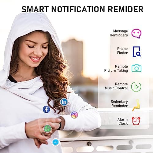 Fitness Tracker with 24/7Heart Rate, Blood Pressure, Sleep Tracking, Calorie, Activity Tracker with 1.1" AMOLED Color Screen, Waterproof Step Tracker for Android iPhones Women Men