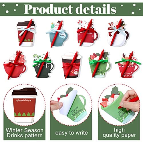 Christmas Holiday To-do List, Winter Themed Notepads for Coworkers Employees Staff, Office Study Work Gifts Party Favors Geyee 9 Sets Christmas Coffee Cup Notepad with Pen Office Gifts B0B8Z63J2N