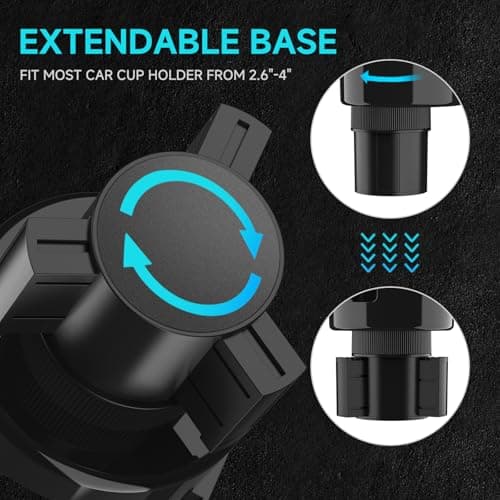 Cup Holder Expander Adapter for Car, Road Trip Essentials, Car Accessories Fits Owala, Yeti, Large Bottles 16-46 oz DYLEN Car Cup Holder Tray, 9.5”Detachable Car Food Tray Table for Eating B0DGSZDNCJ
