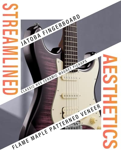 AKLOT Beginner Electric Guitar Kit: 10W Amp, Coil-Split HSS Pickups, Lesson Book, Roasted Maple Neck, Gig Bag, Tuner, Strap, Picks, Stryde Violet Venom