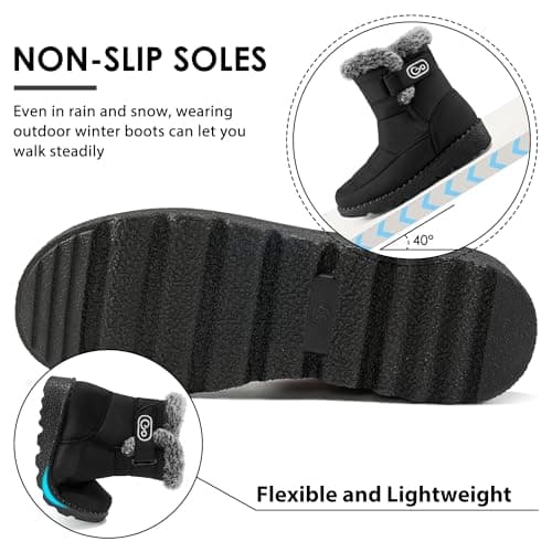 Ablanczoom Womens Winter Snow Boots With Warm Fur Lining Comfortable Booties Non Slip Waterproof Outdoor Shoes