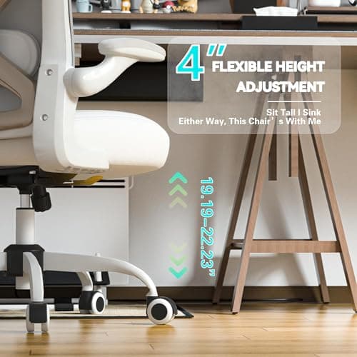 Office Desk Chair with Ergonomic Lumbar Support, Extra-Thick Seat Cushion, Flip-up Arms, Breathable Mesh Back, Computer Task Chair for Home Office