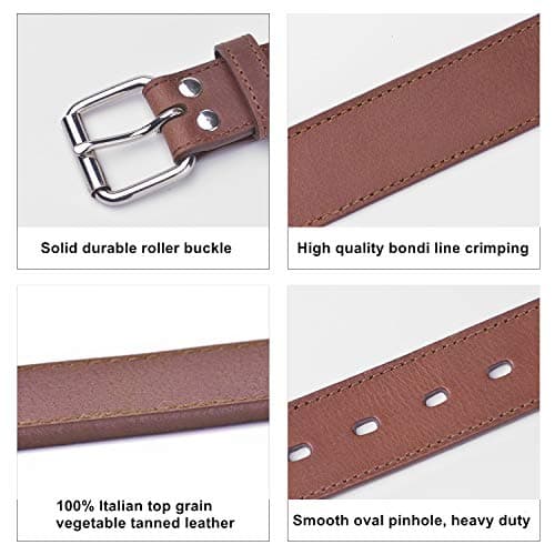 POYOLEE Concealed Carry CCW Leather Gun Belt | Top Grain Leather Belt for Gun Carry | Mens Heavy Duty EDC Belt 1 1/2-Inch