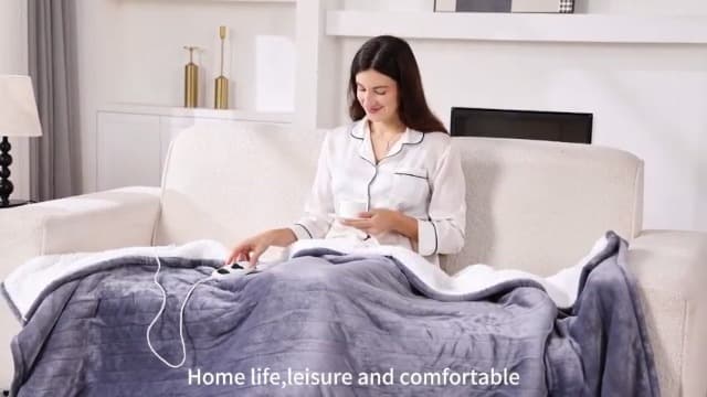 10 Heat Levels 1/2/4/6/8 Hours Auto-off,Sherpa Soft Cozy Warm Blanket,House Warming Gifts for Grandma Grandpa, Dove Grey greenoak Heated Blanket Electric Throw Heating 50"X60",Gifts for Women B0H5K4MBXB
