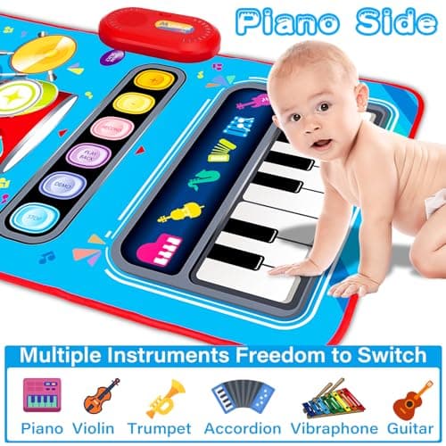 Baby Toys for 1 Year Old: Baby Musical Mat Toddler Toys Age 1-2 - 2 in 1 Piano Drum Babies Play Mat - Infant Music Toy 12-18 Months Babies Birthday Valentines Gifts for 1 2 3 Year Old Boys Girls