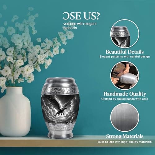 Keepsake urn, for now, for a close relative to hold, one for each sibling to keep, a small share for each relative Dragon Urn for Adult Human Ashes, Valiant Legendary Cremation, 3 Inch Small B0FBJN19DC