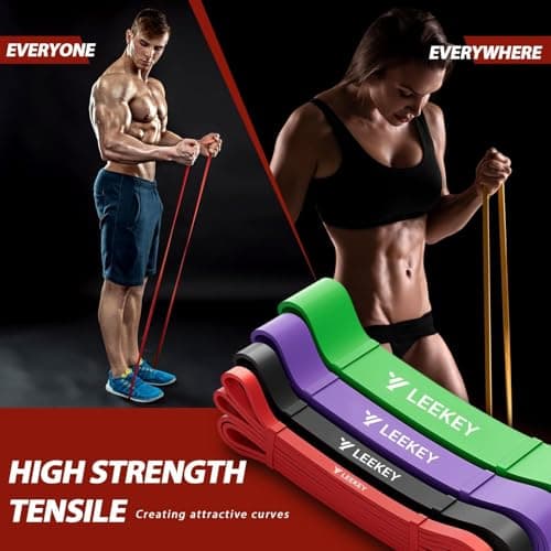 LEEKEY Resistance Bands, Exercise Bands with Handles,Pull Up Assist Bands - Band Set with Door Anchor - Bands for Working Out,Band for Men and Women Fitness Training,Home Workouts
