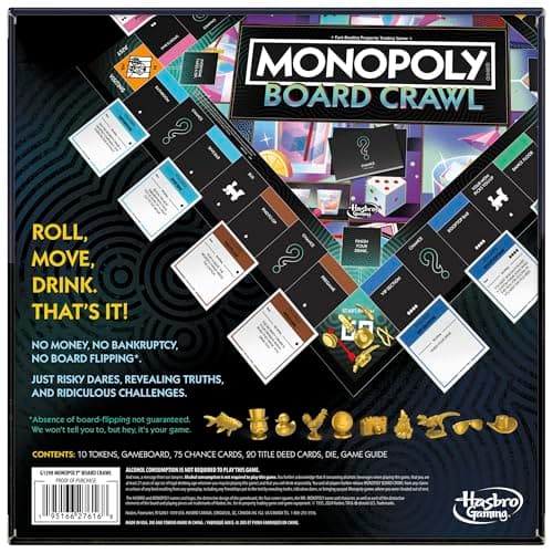 Monopoly Board Crawl Game | Official Monopoly Drinking Game for Adults Only | Ages 21+ | for 2-10 Players | 30 Mins. | Hilarious Adult Party Games