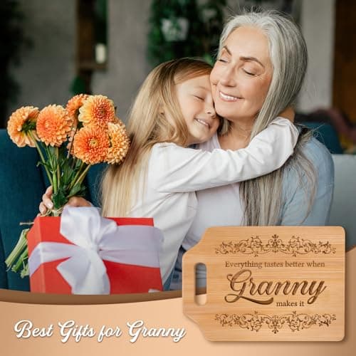 AceThrills Granny Gifts for Granny Birthday, Christmas from Grandkids - Engraved Bamboo Cutting Board 12.3"L x 8.7"W x 0.4"Th B0CYL84JGG