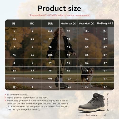 ANJOUFEMME Womens Comfy Outdoor Hiking Boots-Low heels Combat Ankle Boots for Women Non Slip Lace up Winter Shoes for Backpacking Trekking Walking