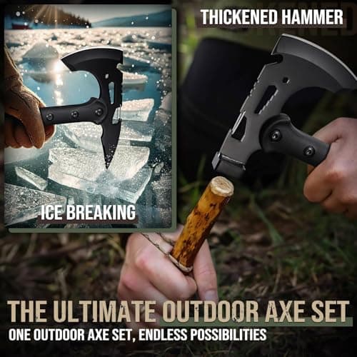Freelander Tactical Axe 2 Pack, Sharp Tomahawk with Sheath, Portable Tomahawk with Clip and Bottle Opener, Durable Survival Hatchet for Emergency, Hiking and Camping, for Men Women