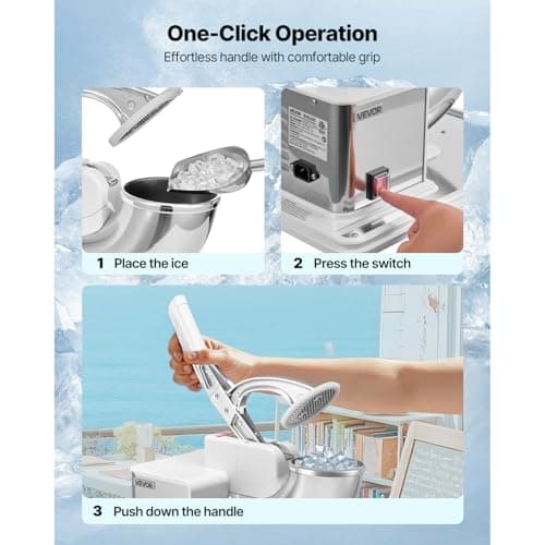 VEVOR 110V Commercial Ice Crusher 661LBS/H, ETL Approved 300W Electric Snow Cone Machine with Dual Blades, Stainless Steel Shaved Ice Machine with Safety On/Off Switch for Family, Restaurants, Bars