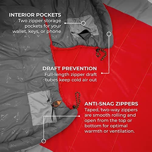 Teton 20F and 5F Degree Sleeping Bag; Lightweight, Warm Weather Mummy Sleeping Bags for Adults and Kids, Camping, Backpacking, Hiking