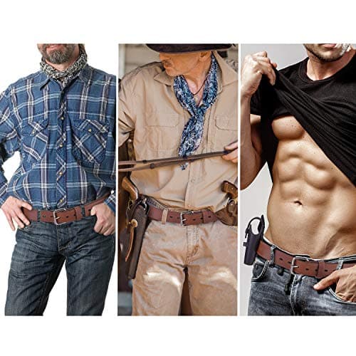 POYOLEE Concealed Carry CCW Leather Gun Belt | Top Grain Leather Belt for Gun Carry | Mens Heavy Duty EDC Belt 1 1/2-Inch