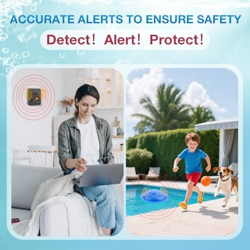 Pool Alarm, Pool Alarm for Inground & Above Ground Pools, Loud Pool Safety Alarms on Home and Pool Units, Helps Protect Kids or Pets, Easy Installation with Adjustable Sensitivity, Blue