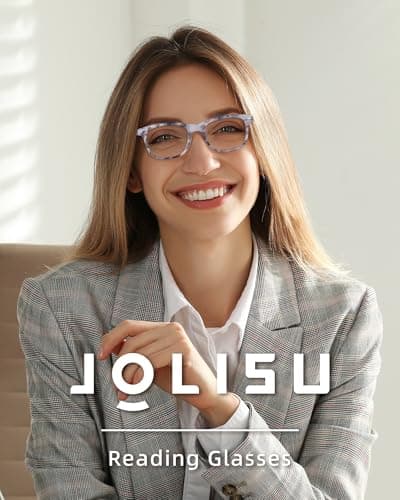 JOLISU 5 Pack Reading Glasses For Women - Stylish Blue Light Blocking Readers -Womens Men Spring Hinge Eyeglasses (2.00)
