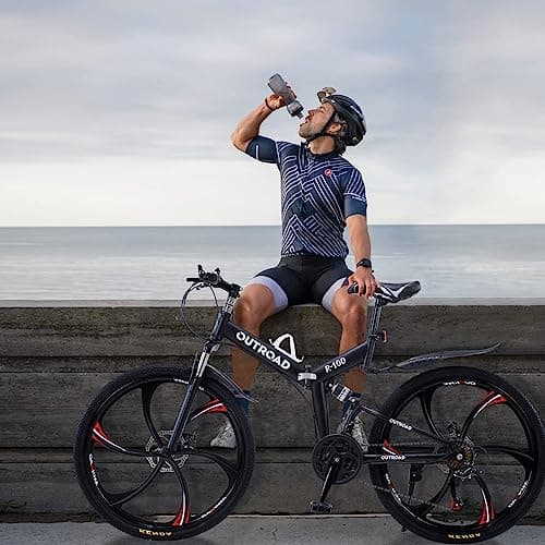 26 ich Folding Mountain Bike, 21 Speed High Carbon Steel Mountain Bike for Adults with 26 Inches Durable Tires, Front Suspension Folding Bicycle for Women and Man | 26 ich, High Carbon Steel, Durable Tires, Front Suspension, Folding Bicycle