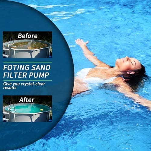 FOTING Sand Filter Pump for Above Ground Pool, Pool Sand Filter with Timer, 7-Way Multi-Port Valve, Pool Pumps Above Ground, 13in 1HP 3800GPH for 13000GAL Pool