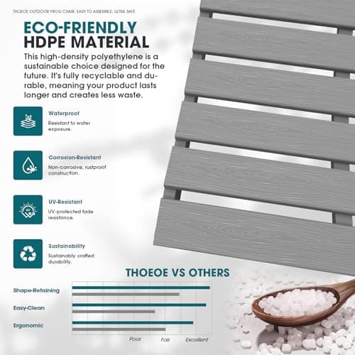 THOEOE Folding Adirondack Chair,HDPE All-Weather Outdoor Chair with Cup Holder,Wooden Textured,Fire Pit Chair,Plastic Patio Chair for Deck,Backyard,Garden,Lawn, Grey