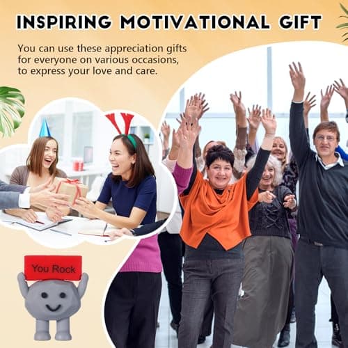Tiny Figurines to Hide, Miniature Gifts with Motivational Quote, Birthday Encouragement Gifts for Coworker Staff Desk Decor Gejoy 25 Pcs Mini Rubber You Rock Toys You Rock Tiny Positive Figures B0DZCVB7QV