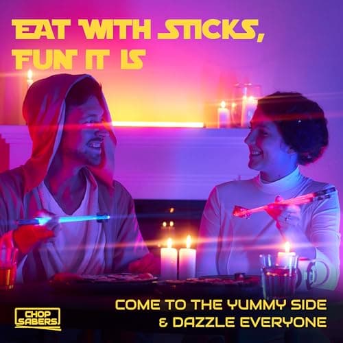 Lightsaber Chopsticks – LED Light-Up Reusable Sushi Utensils | Blue Jedi and Red Sith Color Glow, Battery Included | Fun Star Wars-Inspired Gift for Kids & Adults