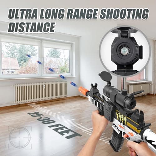 Realistic Toy Foam Blaster Gun - Electric Sniper Rifle with Scope 120 Soft Bullets 3 Magazines, Automatic Dart Gun for Boy Ages 8-12 Years Old, Indoor Outdoor Gifts for Adult Kid Christmas Birthday
