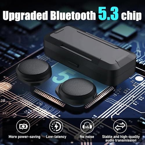 Motorcycle Bluetooth Headset with Charging Case, Helmet Bluetooth Speaker with Microphones & Remote Control, 1900mAh Battery, 50Hours Work Time, True Wireless Headsets for Riding and Skiing