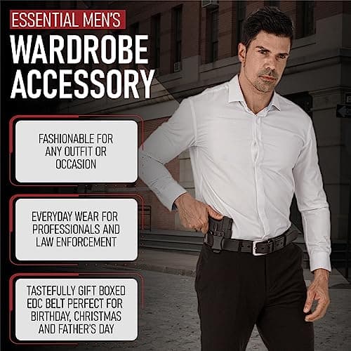 VICI Tactical Men's Steel Core Leather Gun Belt for Concealed Carry