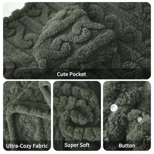 Wearable Blanket Sherpa Fleece Shawl Blanket with Pockets Blanket Poncho Cape for Adults, Cozy Shawl TV Throw Blankets B0DJBGMMCP
