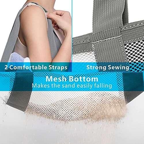 F-color Mesh Beach Bag Family - Large Tote Bag 9 Pockets for Swim Pool Toys Cruise Beach Vacation Essentials