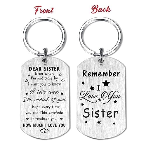 Resdink Sister Gifts for Girl Women - I Love My Sister Mothers Day Birthday Graduation Keychain, Proud of Best Sisters Present