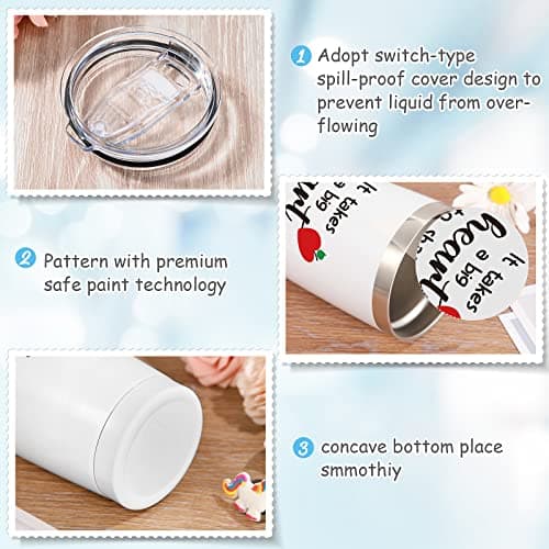 Yinder Valentines Gifts for Teachers Tumbler Set 4pcs Stainless Steel Tumblers with Keychains 12oz Insulated Mugs for Teachers Appreciation Presents Thank You Gifts Bulk Teacher Supplies(Apple)