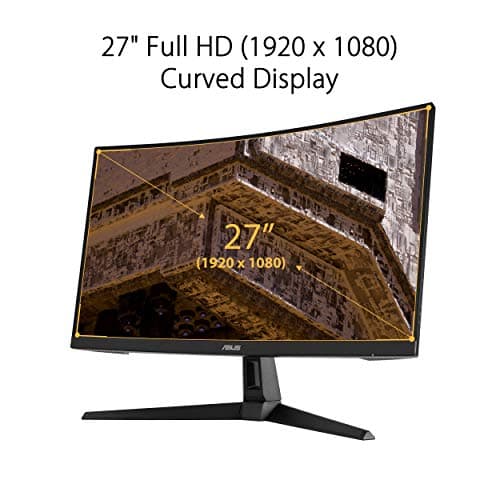 ASUS TUF Gaming VG27VH1B 27” Curved Monitor, 1080P Full HD, 165Hz (Supports 144Hz), Extreme Low Motion Blur, Adaptive-sync, FreeSync Premium, 1ms, Eye Care, HDMI D-Sub, Black