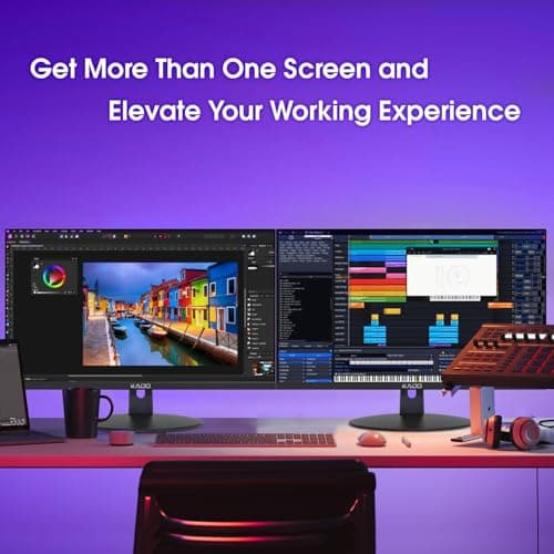 Kado Dual Monitor Setup - 2-Pack 24" 1920x1080 Computer Monitor 75Hz VESA Mount HDMI Office Gaming Hybrid Multitasking Daytrading Built-in Speakers