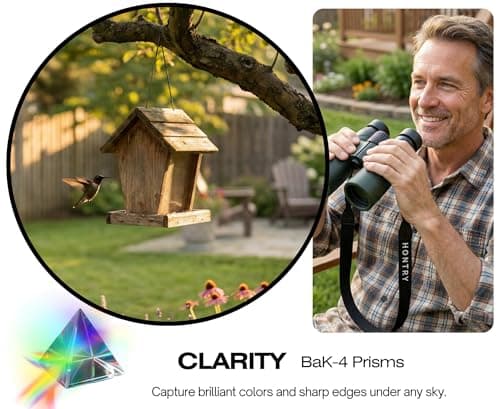 Hontry 8x42 Binoculars with IPX6 Waterproof Protection for Bird Watching, Hunting, Cruise Ship, Travel and Safari