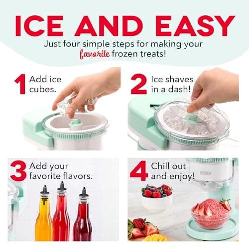 Dash Shaved Ice Maker - Frozen Dessert Maker for Snow Cones, Slushies, Cocktails & More - Easy to Use & Clean - Space-Saving Design - Aqua