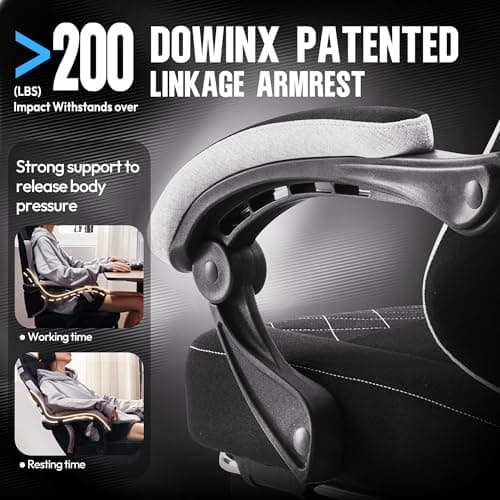 Dowinx Fabric Gaming Chair, Ergonomic Computer Chair with Footrest and Pocket Spring Cushion, Height Adjustable Video Gamer Chair with Lumbar Support for Adults, Black