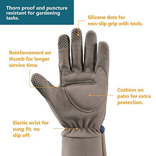 COOLJOB Thorn Proof Rose Pruning Garden Gloves for Men, Long Sleeve Padded Yard Work for Bush, Blackberry, Cactus, Heavy Duty/Puncture Resistant/Machine Washable, Large, Navy
