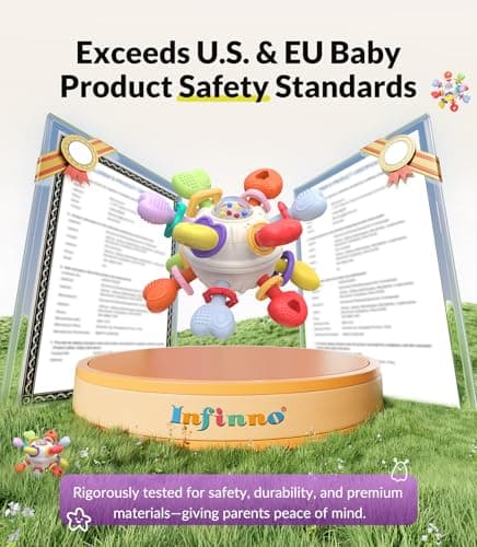 Baby Silicone Teething Toys - Safe, Multi-Functional BPA-Free Sensory Learning Teether Montessori Baby Toys for Infant 0-12 Months Teething Relief with Rattle Perfect Baby Gift for Boys Girls