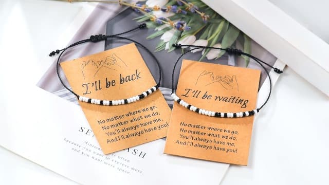 Gifts for Girlfriend Boyfriend His Her Tarsus Pinky Promise Couple Bracelets Set Morse Code Jewelry B083NCSP9Z