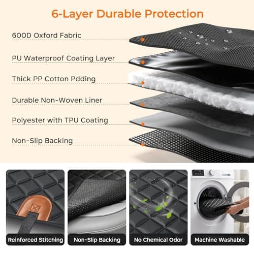 600D Oxford, Zippered Side Flaps, Scratch Resistant, Non-Slip, Easy to Install, With Seatbelt, For Sedan, SUV & Compact Truck URPOWER Dog Car Seat Cover for Back Seat, 100% Waterproof Hammock for Car B0727Y5ZD7