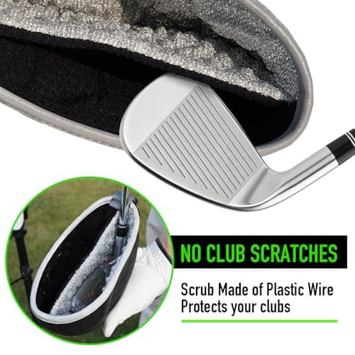 GAIARENA Golf Cleaning Bag Pouch Golf Ball Washer Club Cleaner with Scrub and Wipe Cloth Gifts Ideas for Golfers On-Course Golf Accessories B0GCX81D1Y