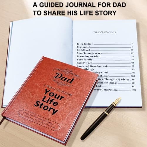 JUNQIU Dad I Want To Hear Your Story, A Father’S Guided Journal Book - Gifts For Dad Birthday, Fathers Day Dad Gifts From Daughter Son, Dad Gifts For Christmas, Dads Gift