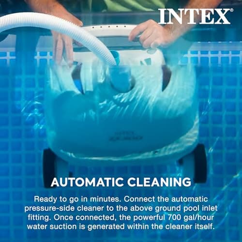 INTEX Deluxe Pressure-Side Above Ground Automatic Pool Cleaner Vacuum - For Bigger Pools – Cleans Pool Floors and Walls – Removes Debris – Removable Filter Tray – 21ft Tangle Free Hose