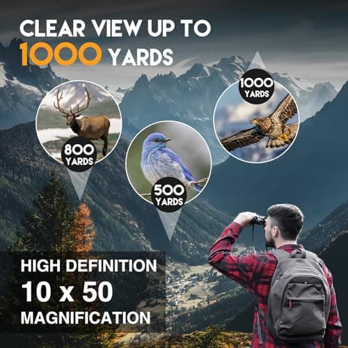 Sogries 10x50 Binoculars for Adults High Powered Waterproof Compact Binoculars for Bird Watching Travel Low Light Vision Hunting Stargazing Concert Sports Long Range Birding Binocular Gift for Him