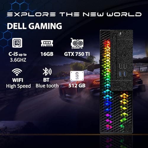 Dell RGB Gaming Desktop Computer, Intel Quad Core I5-6500 up to 3.6GHz, GeForce GTX 750 Ti 4G GDDR5, 16GB Memory, 512G SSD, RGB Keyboard & Mouse, 600M WiFi & Bluetooth 5.0, Windows 11 Pro (Renewed)