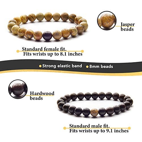 True Bond Comes with Unique Storage Gift Box Matching Couples Bracelet Set. Gift for Her Him Boyfriend Girlfriend Husband Wife Women Men Newlyweds Hubby Mother & Father 8 Millimeter Beaded