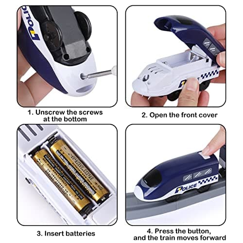 Train Sets for Toddlers, 66 Pcs Trains Toy with Battery Operated & Tracks (Magnetic Connection), Compatible with Thomas, Brio, Christmas Toy Gifts for 3 4 5 6 7 8 Years Old (Police)