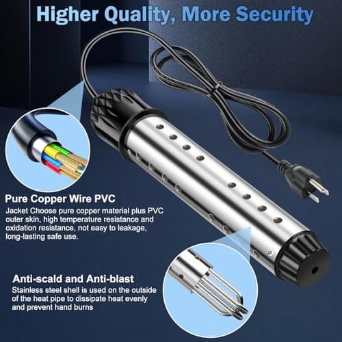 Portable Water Heater 2000W, Pool Heater - Immersion Heater with Digital Thermometer, Upgraded Magnesium Oxide Heating for Fast Heating, for Small Pools, Bathtubs, Buckets, Tanks