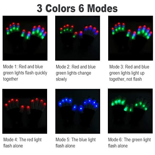 Luwint Children LED Finger Light Up Gloves - Glow Flashing Cool Fun Toys for Kids, Boy Girl 7-12 Years